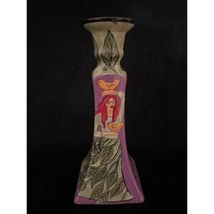 Candlestick Holder "A Woman of Valor" by Outi Ceramic Hand Painted